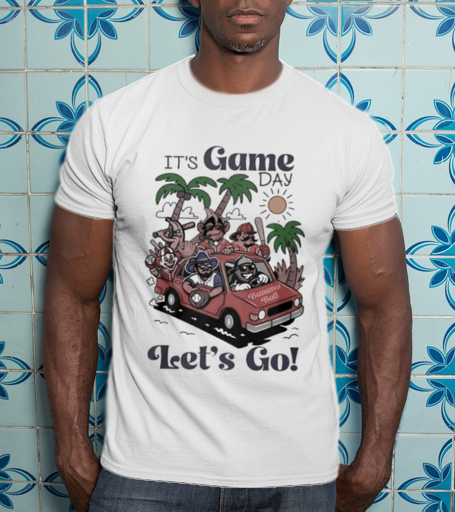 It's Game Day Let's Go Banana Ball Van And Palm Trees Adventure T-Shirt