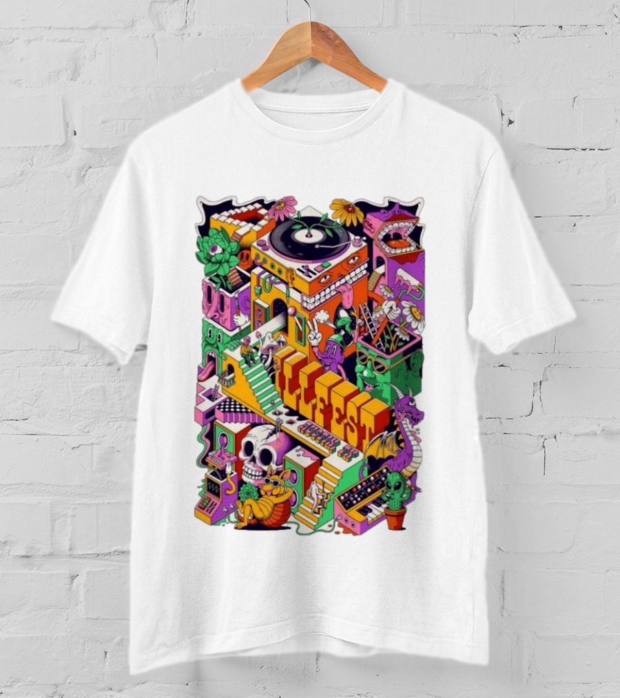 ILLfest 2026 Hostin TX Skeleton Alien Dragon DJ Event T-Shirt