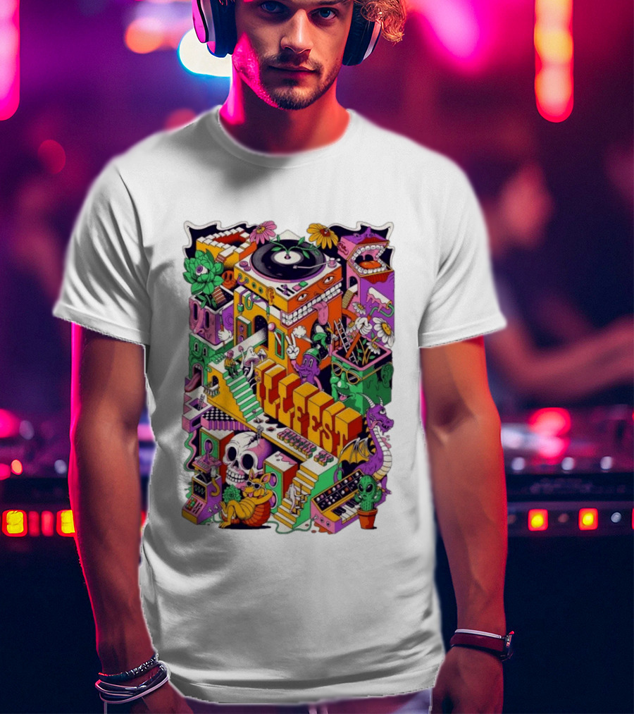 ILLfest 2026 Hostin TX Skeleton Alien Dragon DJ Event T-Shirt