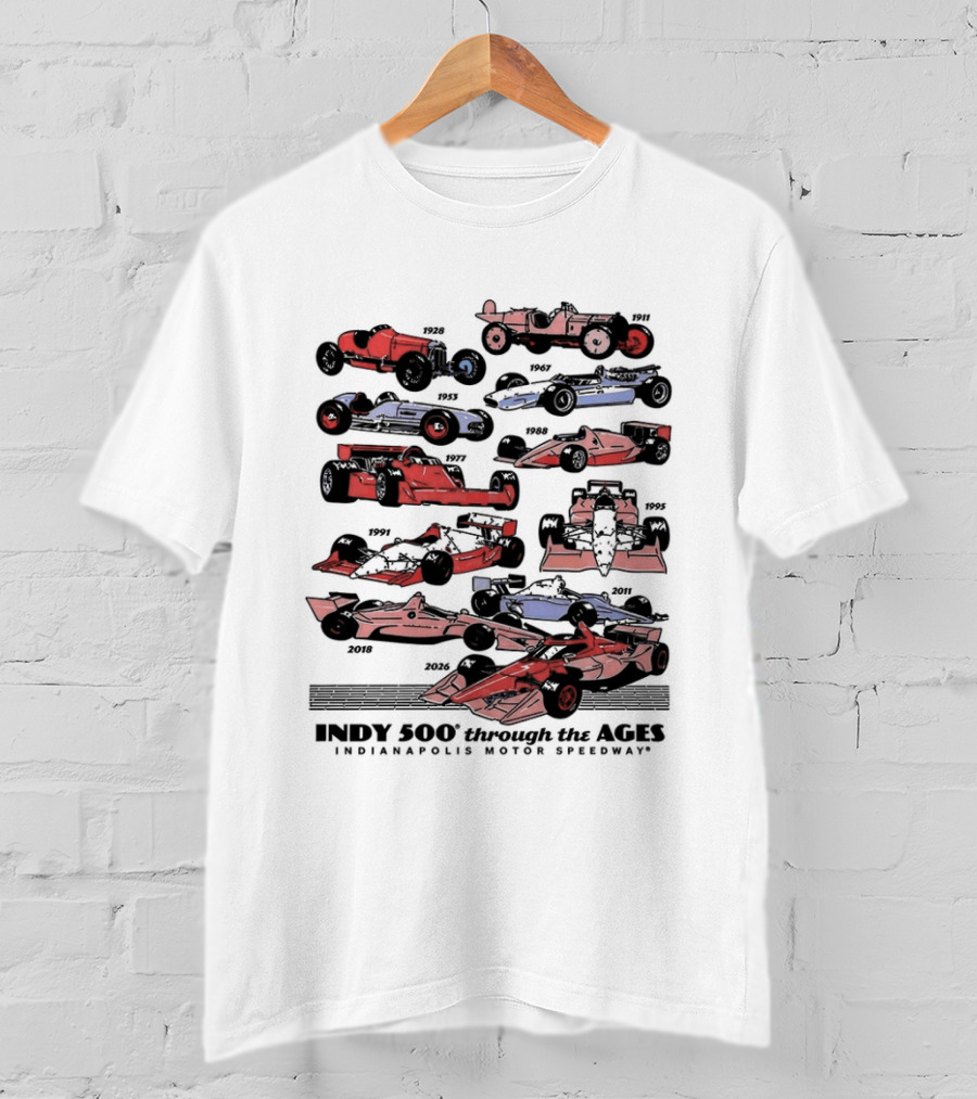 Indy 500 Through The Ages 2026 Racing Cars Evolution T-Shirt