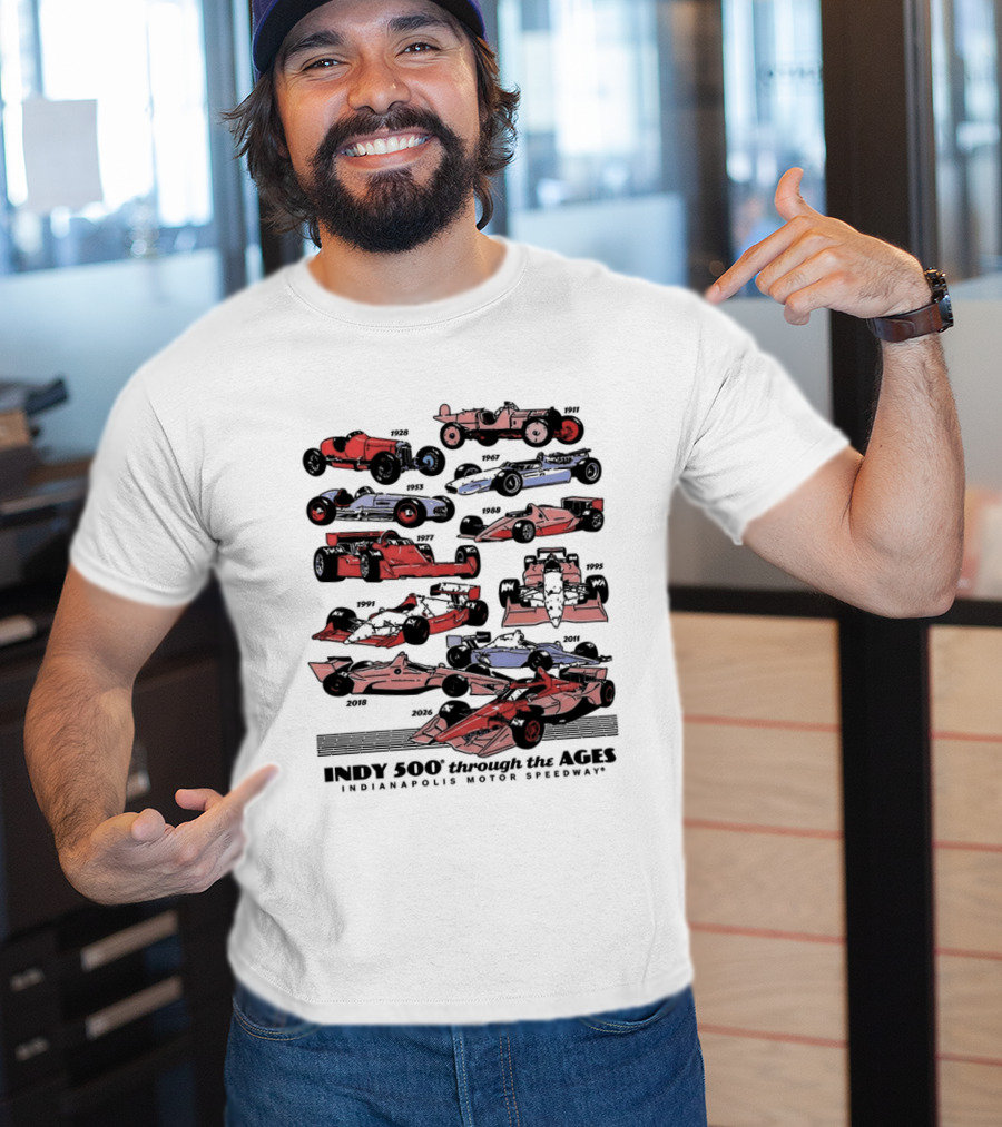 Indy 500 Through The Ages 2026 Racing Cars Evolution T-Shirt