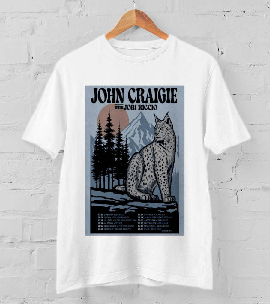 John Craigie With Jobi Riccio Tour 2026 Europe Concert Dates Lynx Mountain Forest T-Shirt