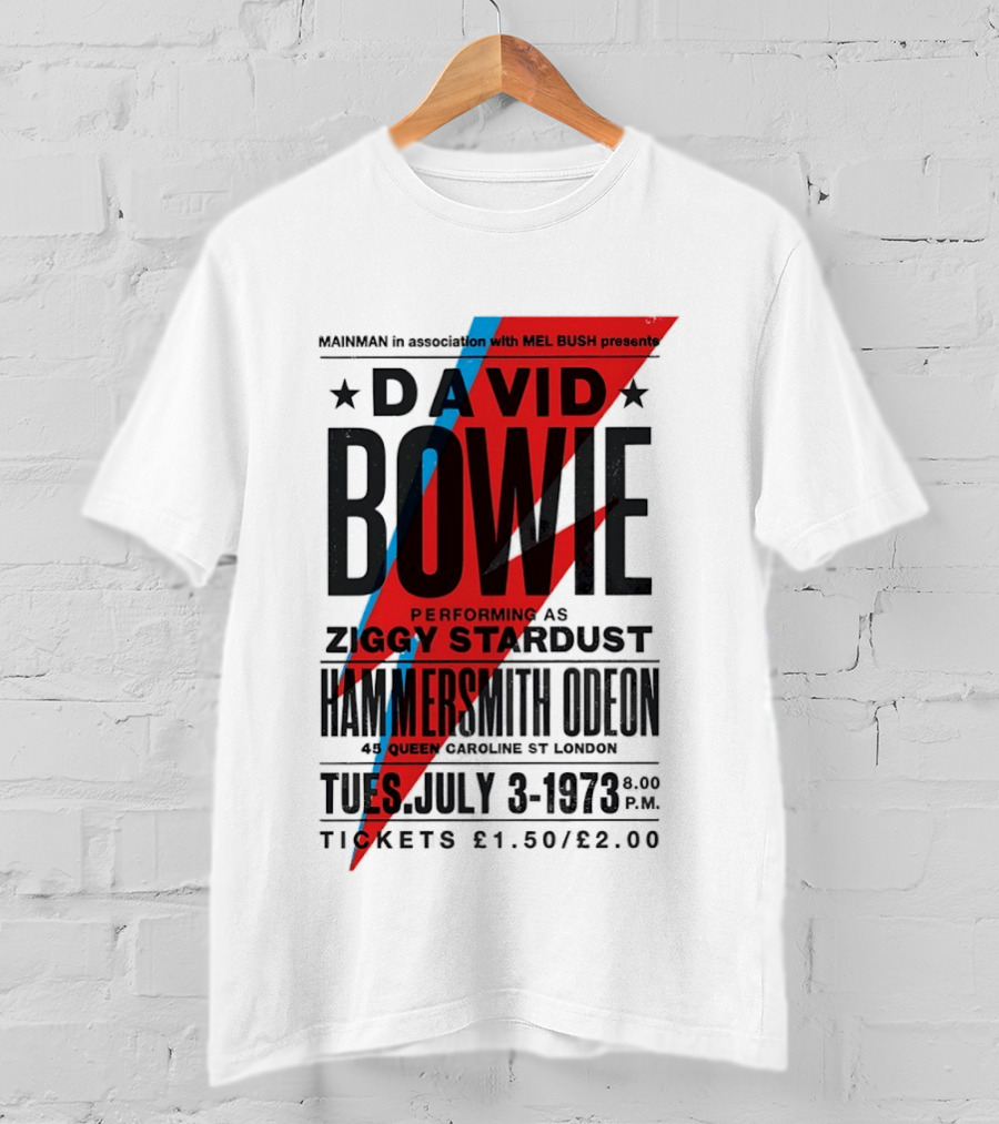 David Bowie Performing As Ziggy Stardust Hammersmith Odeon London July 3 1973 T-Shirt