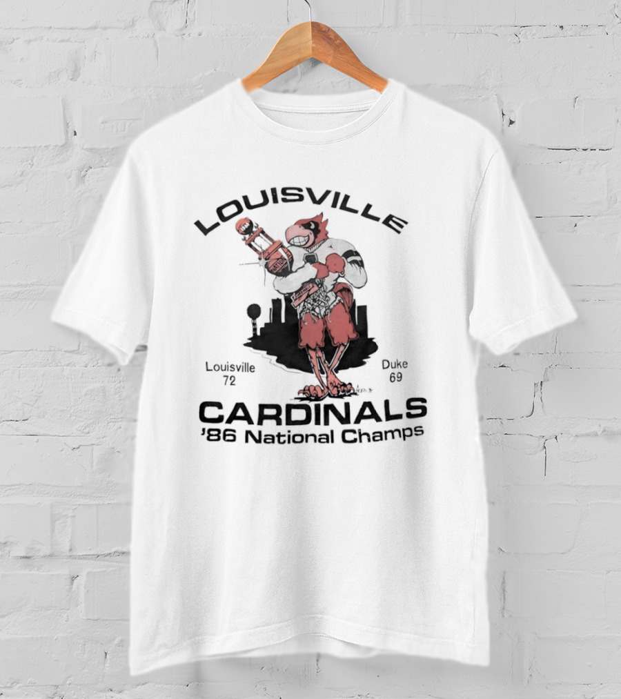 Louisville Cardinals 1986 National Champs Skyline Trophy T-Shirt