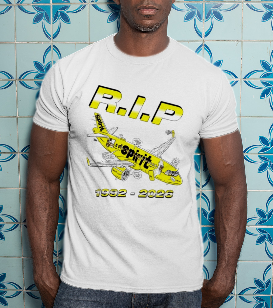 RIP Spirit Airlines 1992 2026 Yellow Plane Cartoon T-Shirt