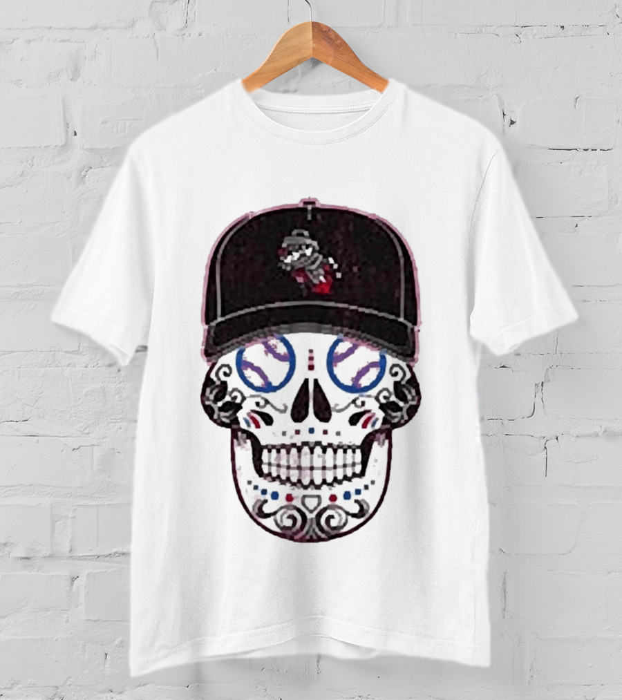 Rocket City Trash Pandas Sugar Skull Hat Baseball T-Shirt