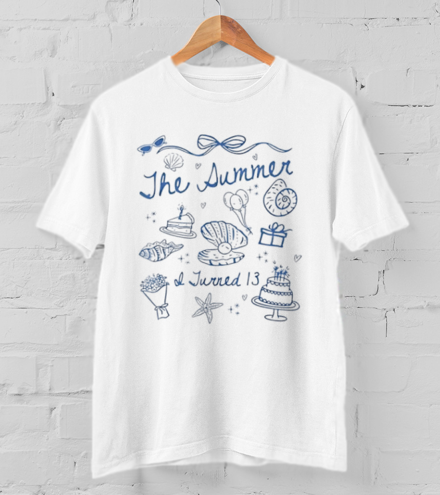 The Summer I Turned 13 Coastal Seashell Birthday Bow T-Shirt