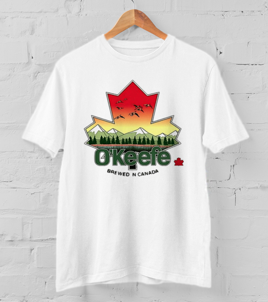 O'Keefe Brewed In Canada Maple Leaf Mountains And Geese T-Shirt