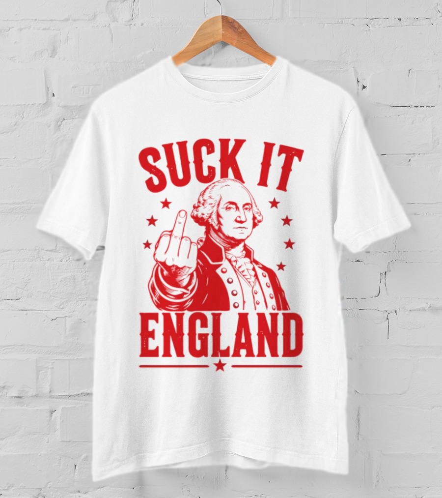 Suck It England George Washington Middle Finger Gesture T-Shirt