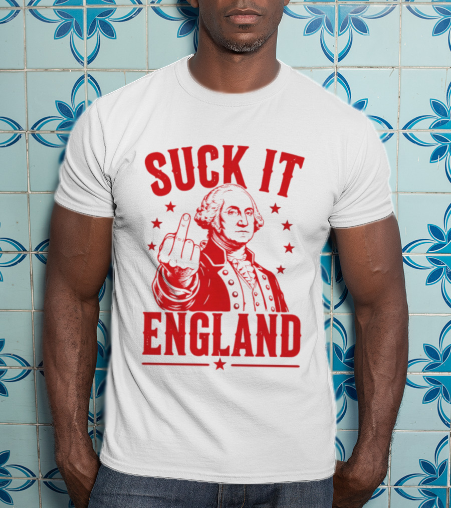 Suck It England George Washington Middle Finger Gesture T-Shirt