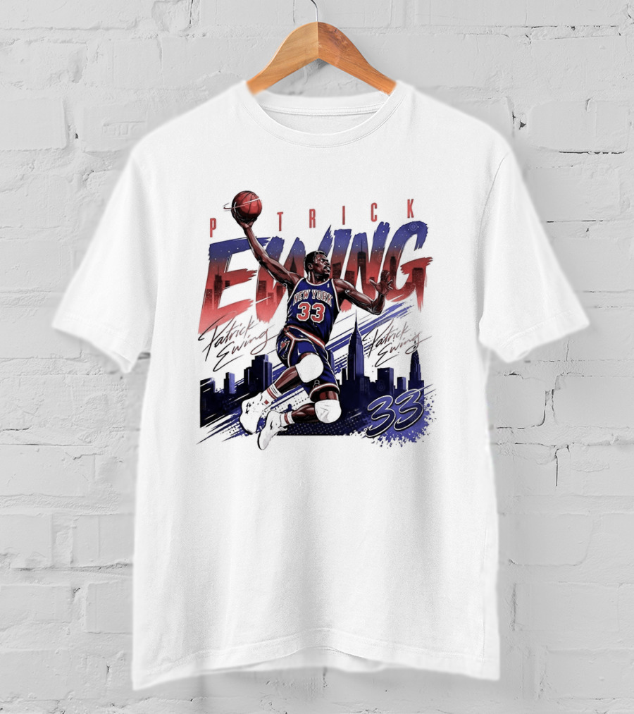 Patrick Ewing New York Knicks Skyline 33 T-Shirt