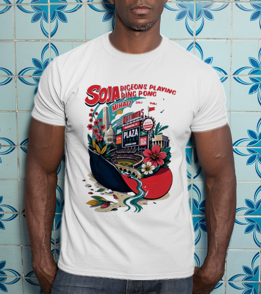 SOJA Pigeons Playing Ping Pong Mihali Nationals Park Plaza Stage DC August 1 2026 T-Shirt
