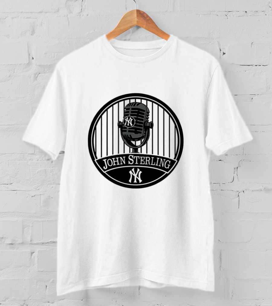 New York Yankees John Sterling Commemorative Patch With Microphone T-Shirt