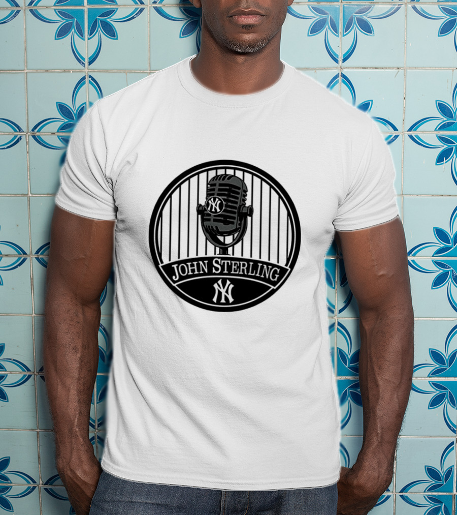 New York Yankees John Sterling Commemorative Patch With Microphone T-Shirt