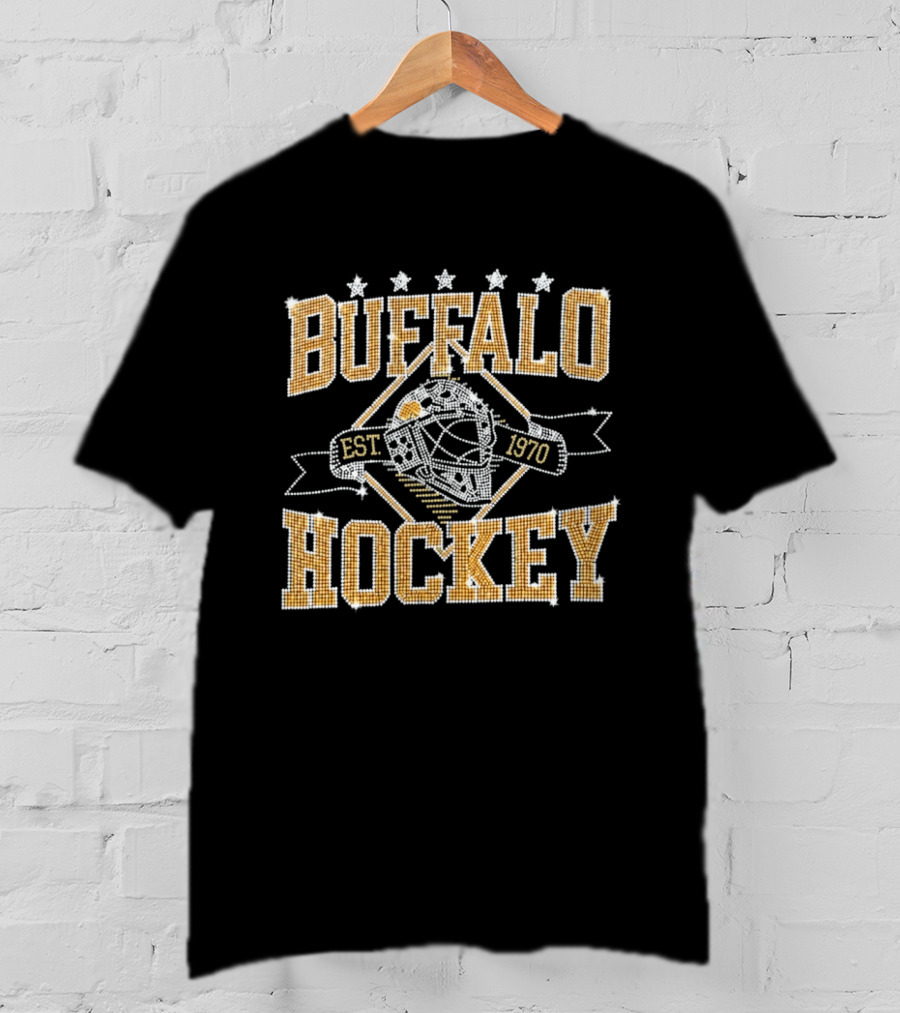 Buffalo Hockey Est 1970 Vintage Style Goalie Mask Five Stars T-Shirt