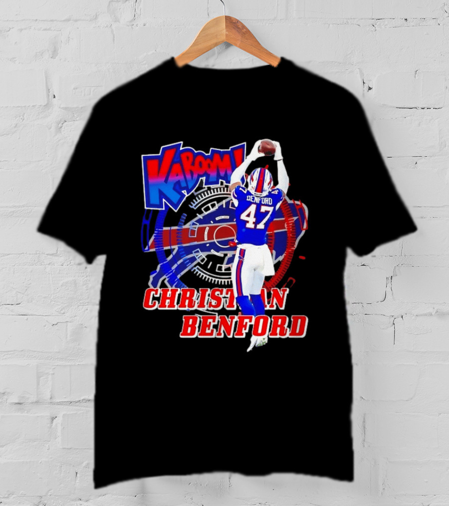 Kaboom Christian Benford 47 Buffalo Bills Football T-Shirt