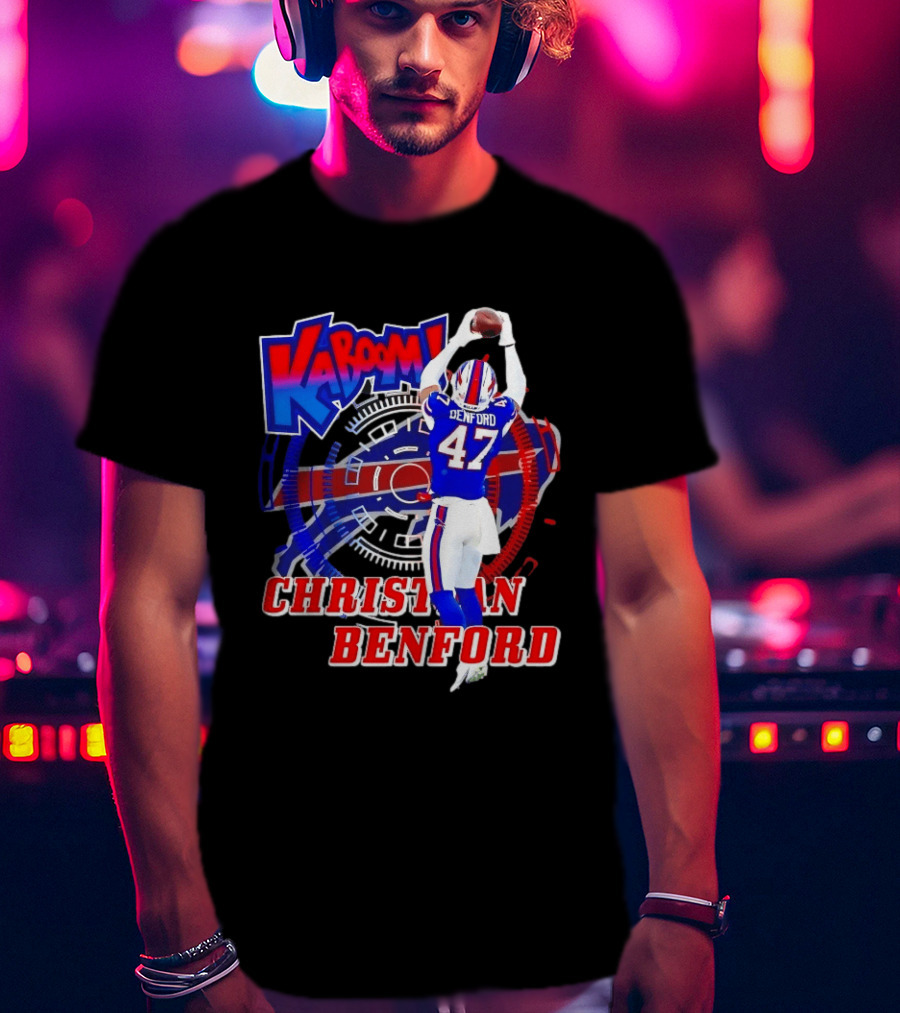 Kaboom Christian Benford 47 Buffalo Bills Football T-Shirt