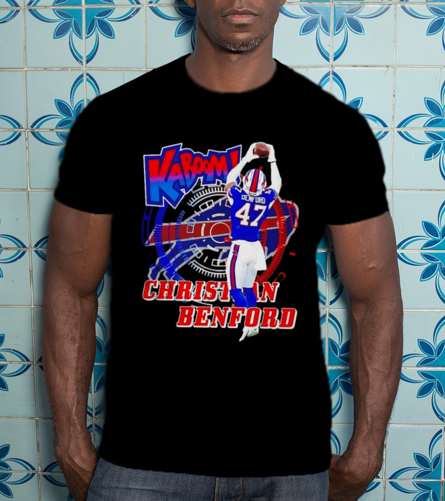 Kaboom Christian Benford 47 Buffalo Bills Football T-Shirt