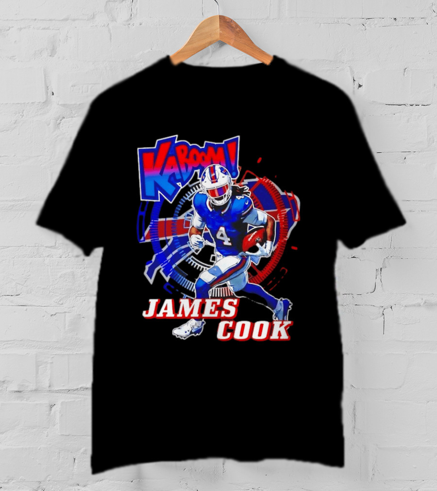 Kaboom James Cook Buffalo Bills Football Action Explosion T-Shirt