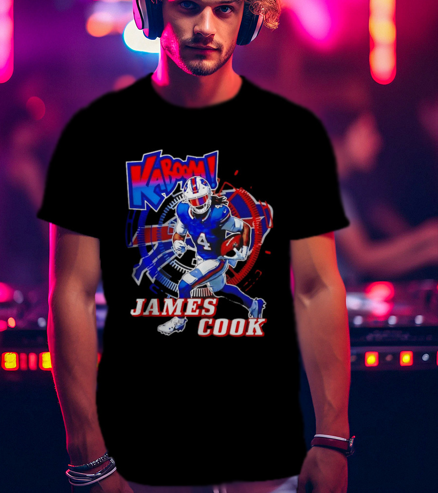 Kaboom James Cook Buffalo Bills Football Action Explosion T-Shirt