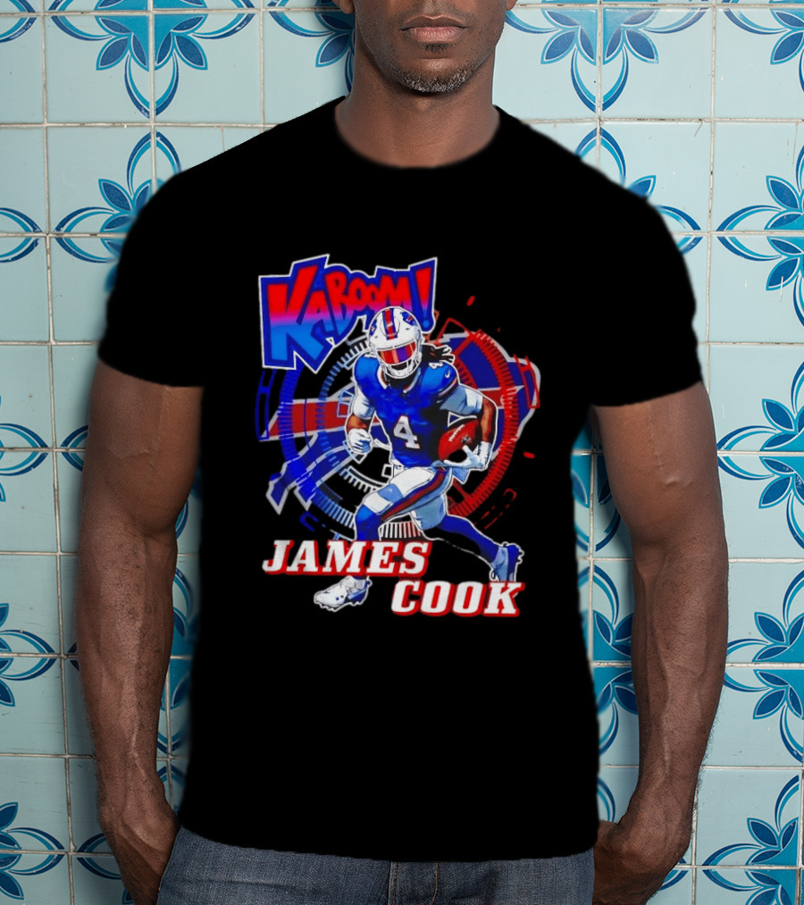 Kaboom James Cook Buffalo Bills Football Action Explosion T-Shirt
