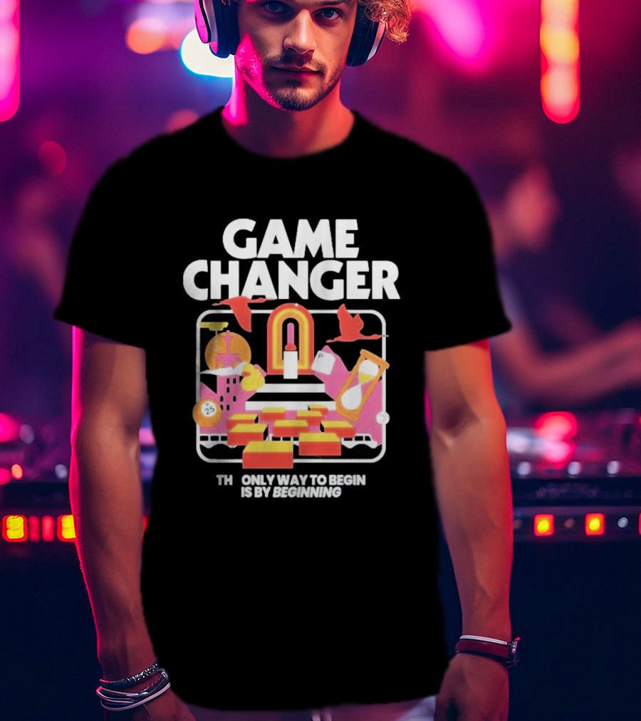 Game Changer The Only Way To Begin Is By Beginning Retro Icons And Symbols Collection T-Shirt