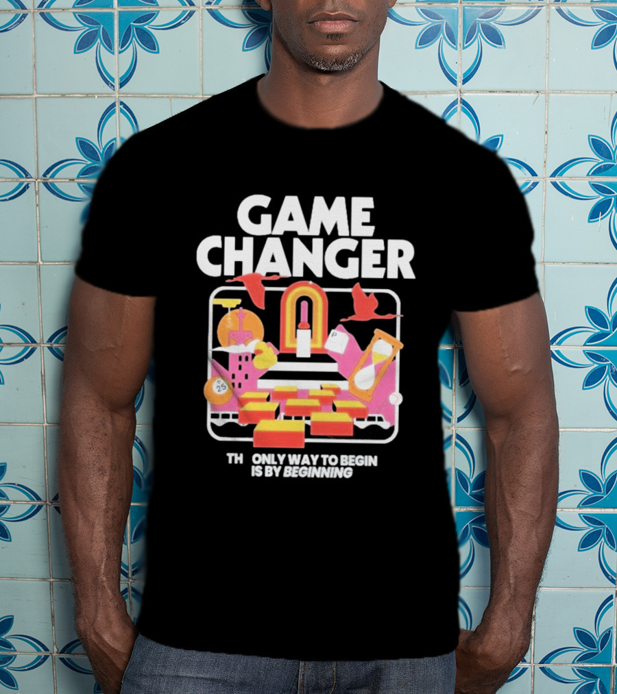 Game Changer The Only Way To Begin Is By Beginning Retro Icons And Symbols Collection T-Shirt