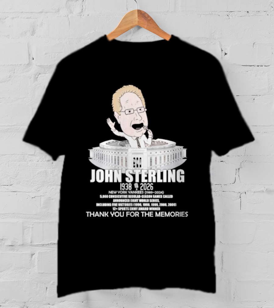John Sterling New York Yankees 1938 2026 Thank You For The Memories Stadium T-Shirt