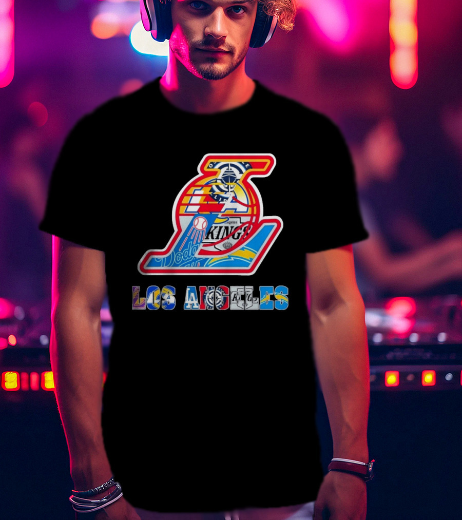 Los Angeles Lakers Dodgers Kings Chargers Sports Teams Logos T-Shirt