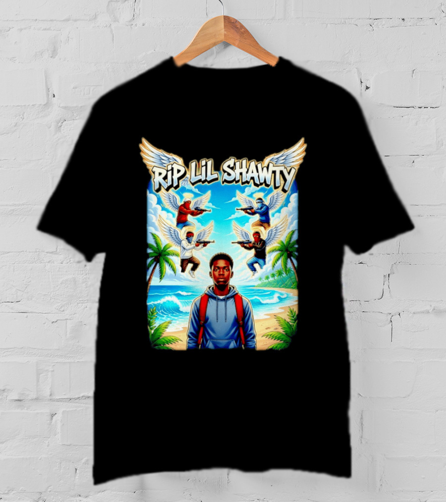 RIP Lil Shawty Angelic Wings Beach Scene Memorial T-Shirt