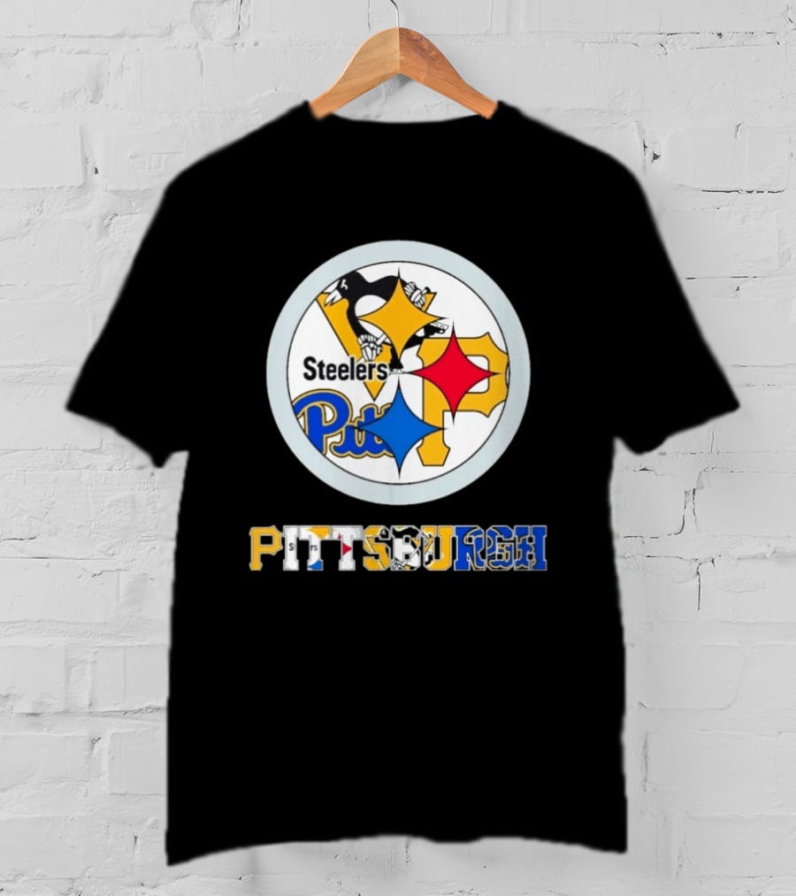 Pittsburgh Steelers Penguins Pirates Teams Logos T-Shirt
