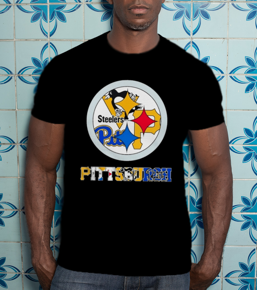 Pittsburgh Steelers Penguins Pirates Teams Logos T-Shirt