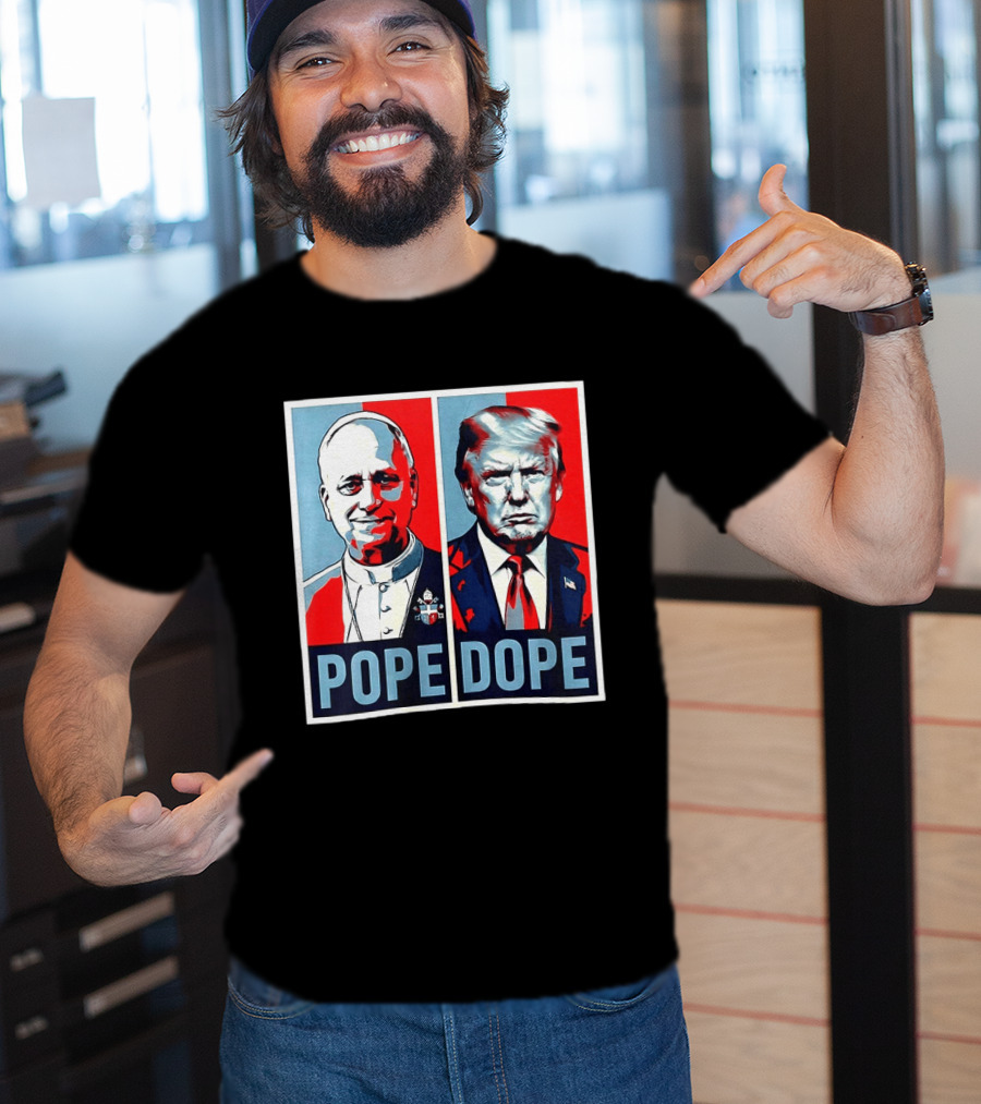 Pope Leo XIV Vs Trump Dope Red And Blue Political Satire T-Shirt