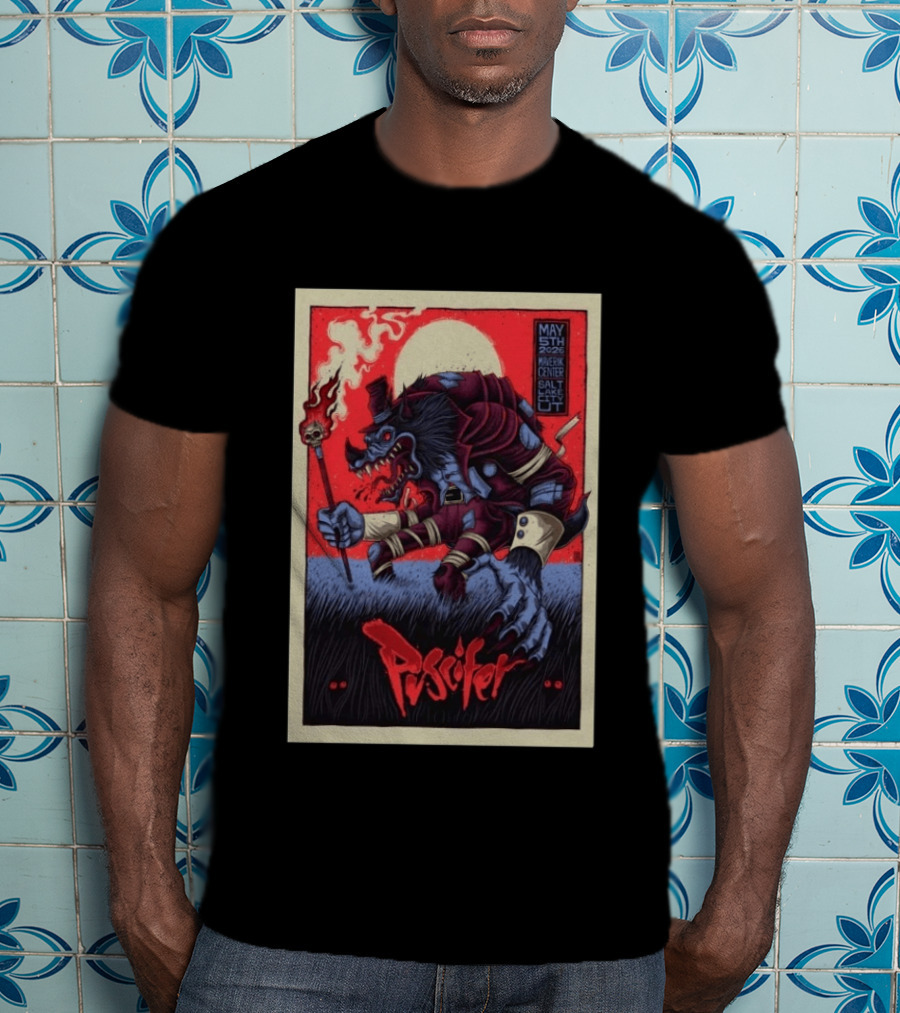 Puscifer May 5th 2026 Maverik Center Werewolf Art Salt Lake City UT T-Shirt