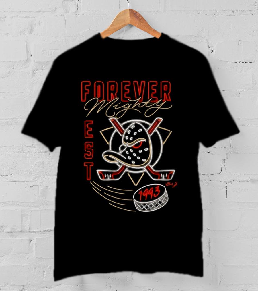 Anaheim Ducks Forever Mighty EST 1993 National Hockey League T-Shirt