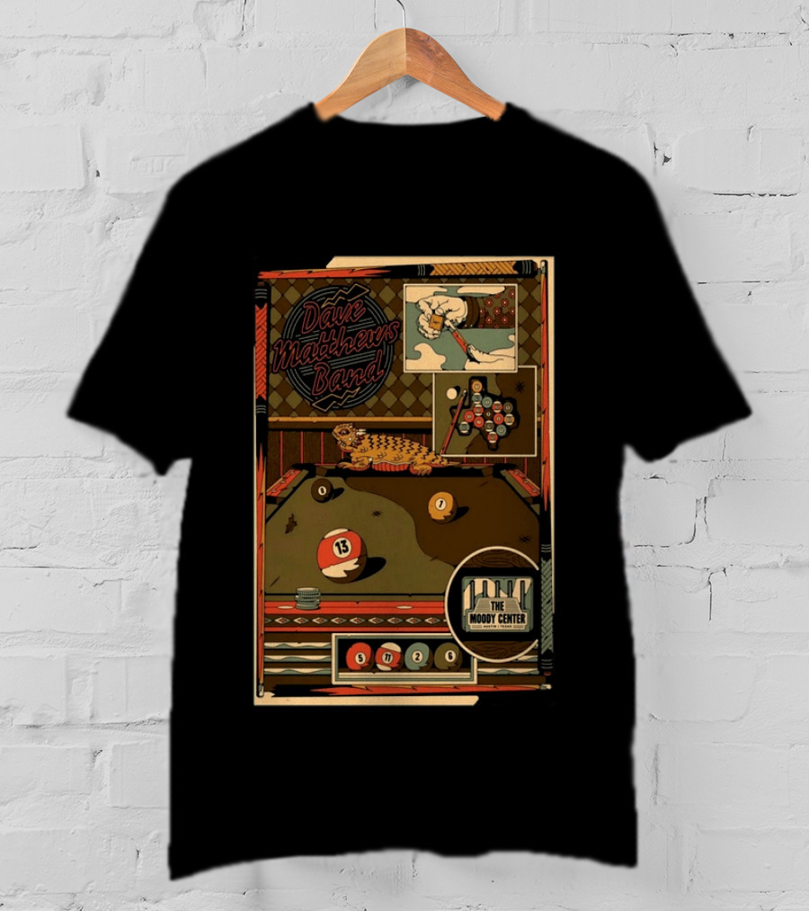 Dave Matthews Band May 11 2026 Pool Table Art The Moody Center Austin TX T-Shirt