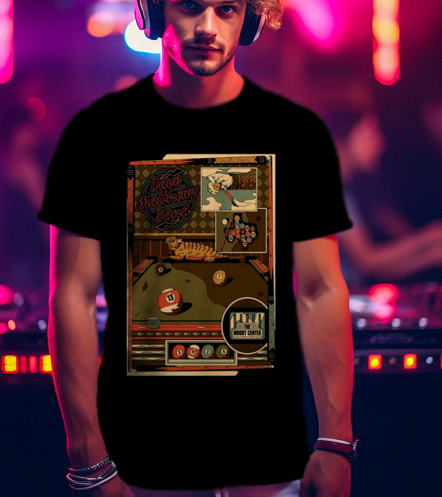 Dave Matthews Band May 11 2026 Pool Table Art The Moody Center Austin TX T-Shirt