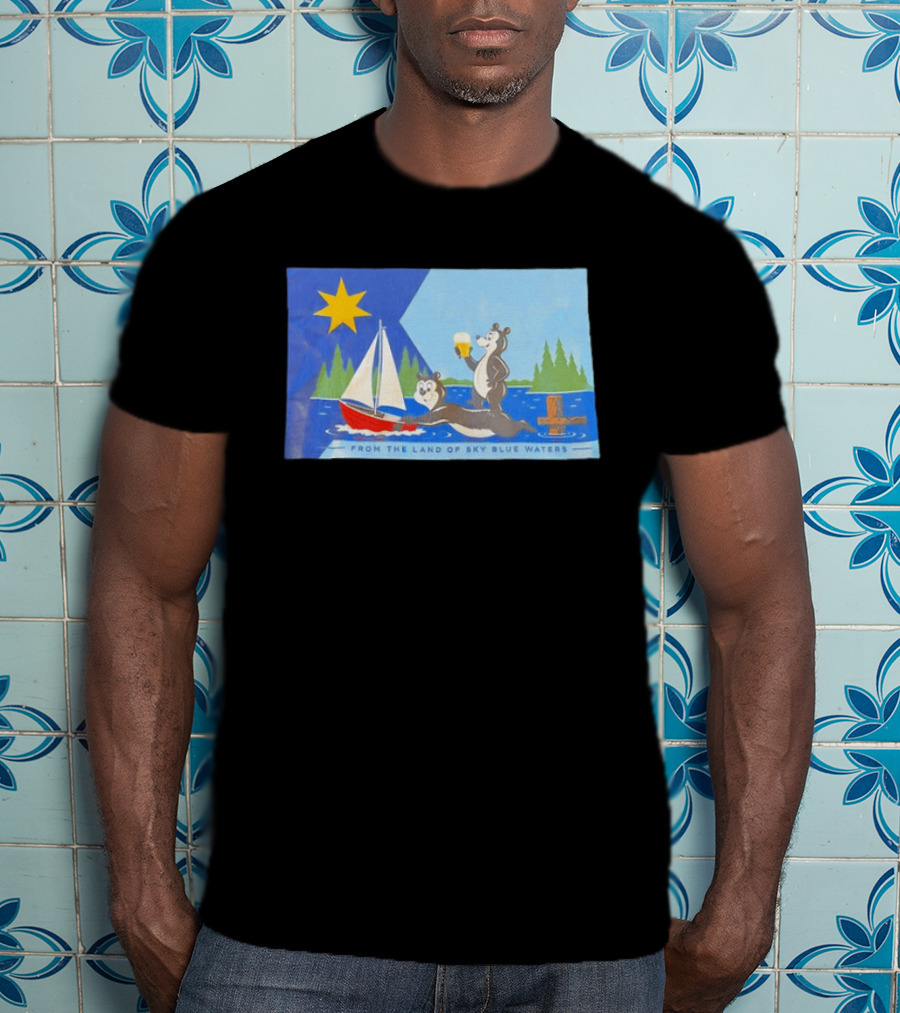 From The Land Of Sky Blue Waters Bears With Boat And Beer T-Shirt
