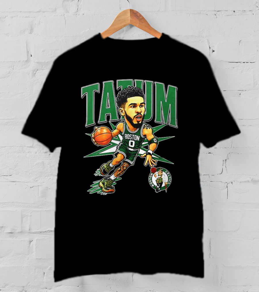 Jayson Tatum Boston Celtics NBA 2026 Big Head Cartoon Style Basketball Player T-Shirt