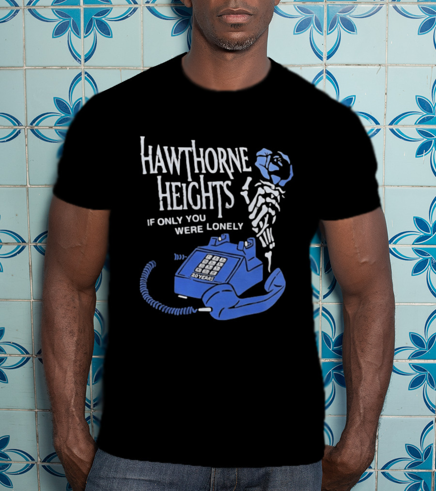 Hawthorne Heights If Only You Were Lonely 20 Years Skeleton With Blue Telephone T-Shirt