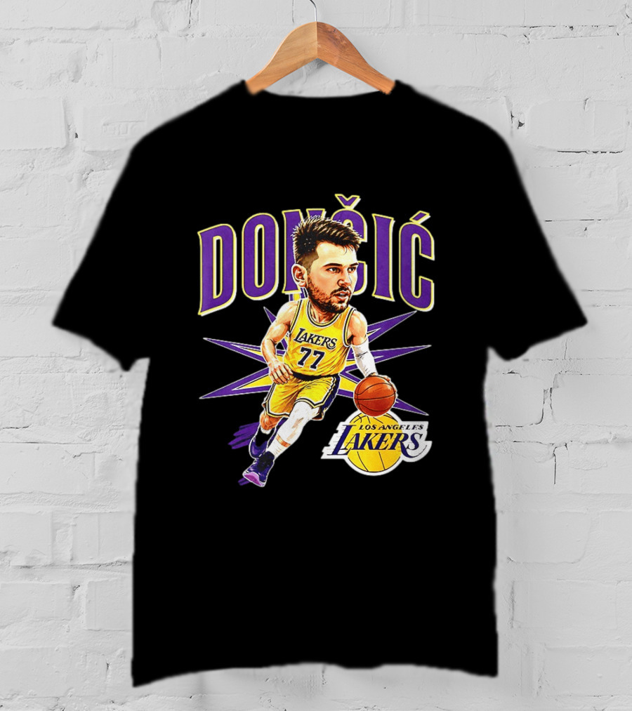 Doncic 77 Los Angeles Lakers NBA 2026 Big Head Basketball Player T-Shirt