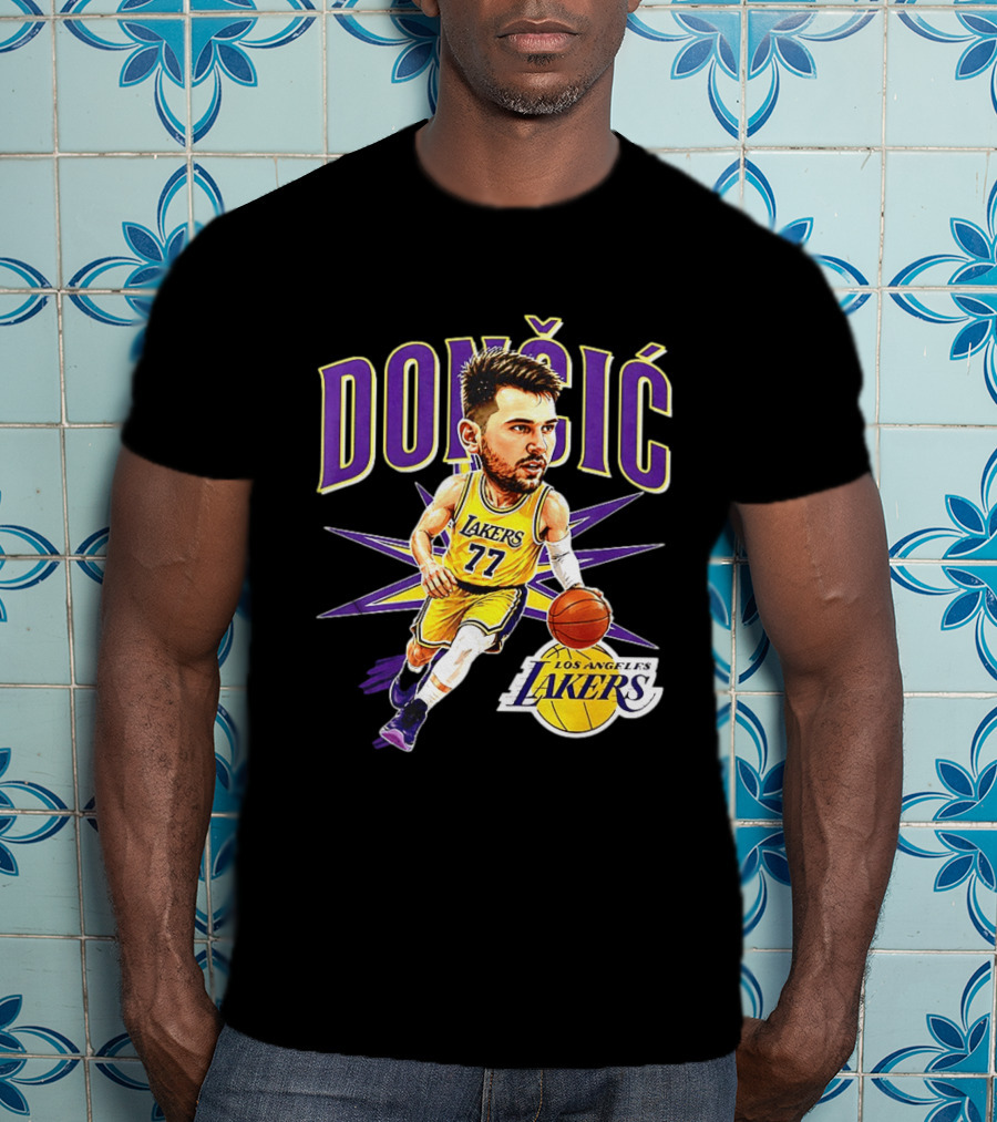 Doncic 77 Los Angeles Lakers NBA 2026 Big Head Basketball Player T-Shirt