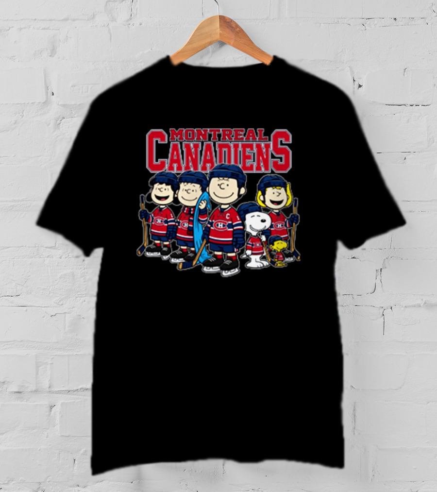 Montreal Canadiens Peanuts Snoopy Charlie Brown Lucy Linus Woodstock Hockey Team T-Shirt