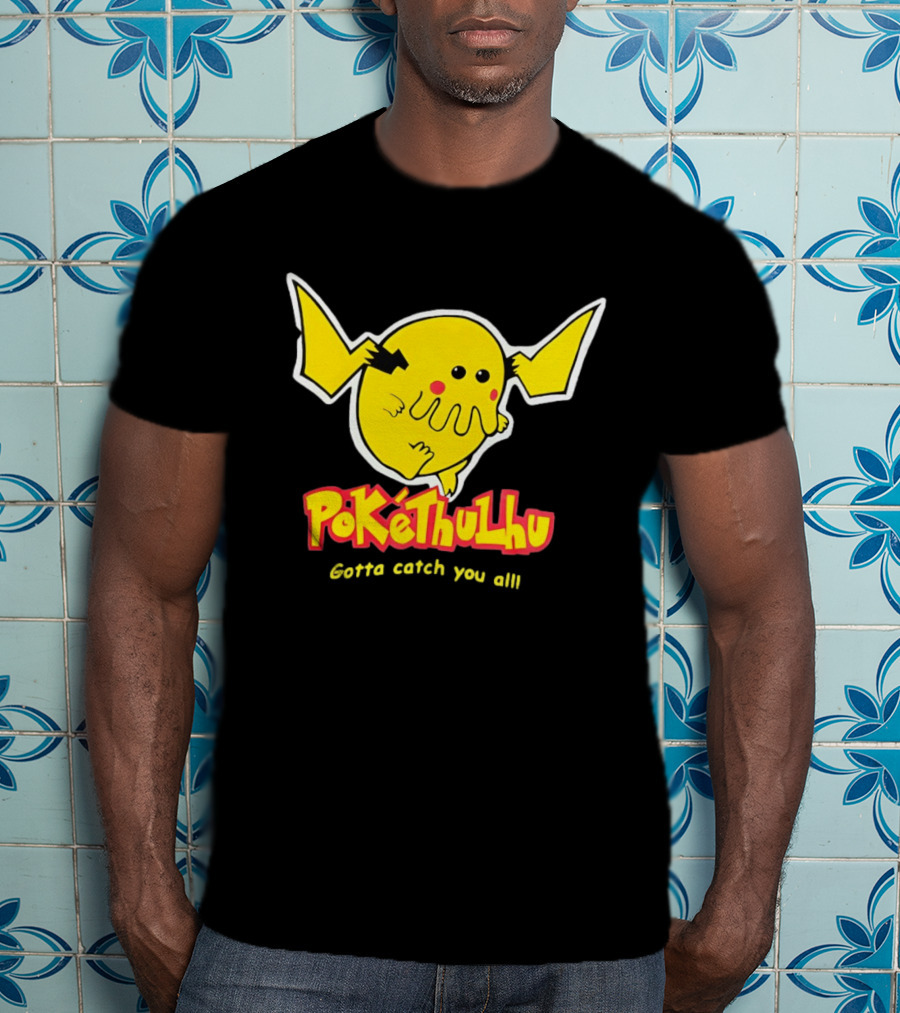 Pokethulhu Gotta Catch You All Yellow Hybrid T-Shirt