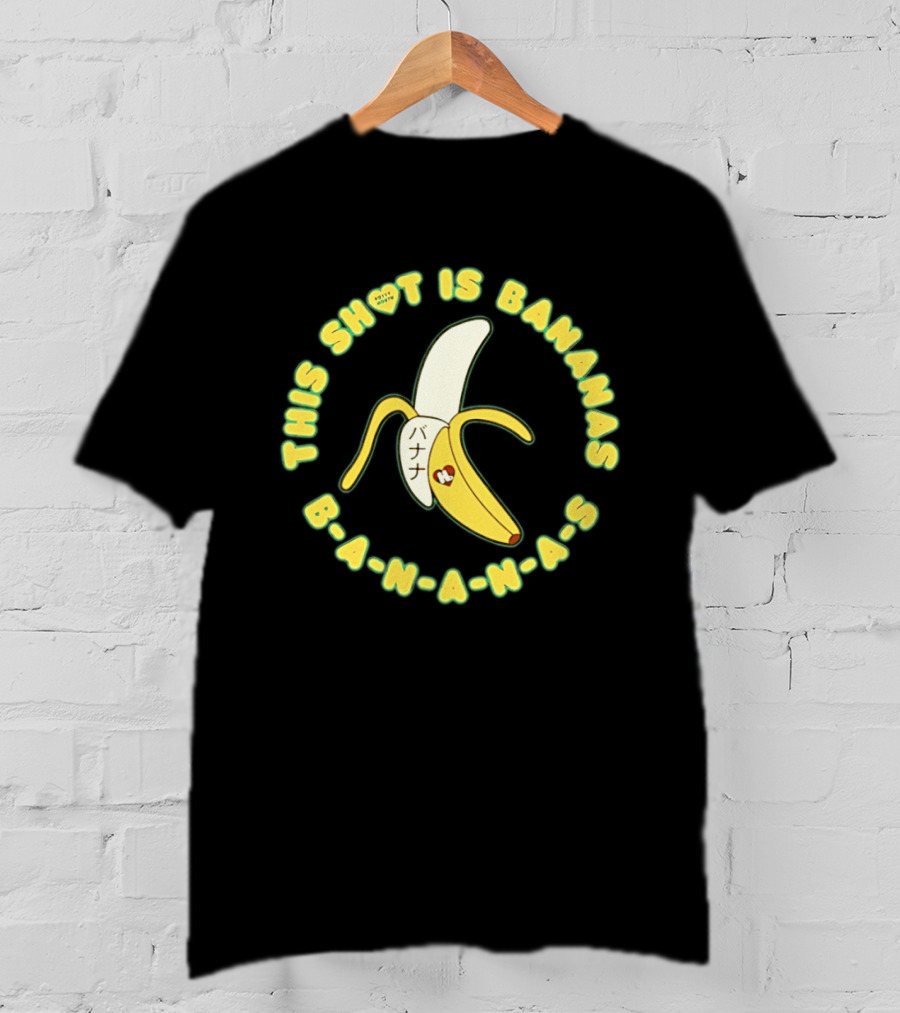 This Shot Is Bananas B A N A N A S Japanese Text & Heart Motif T-Shirt
