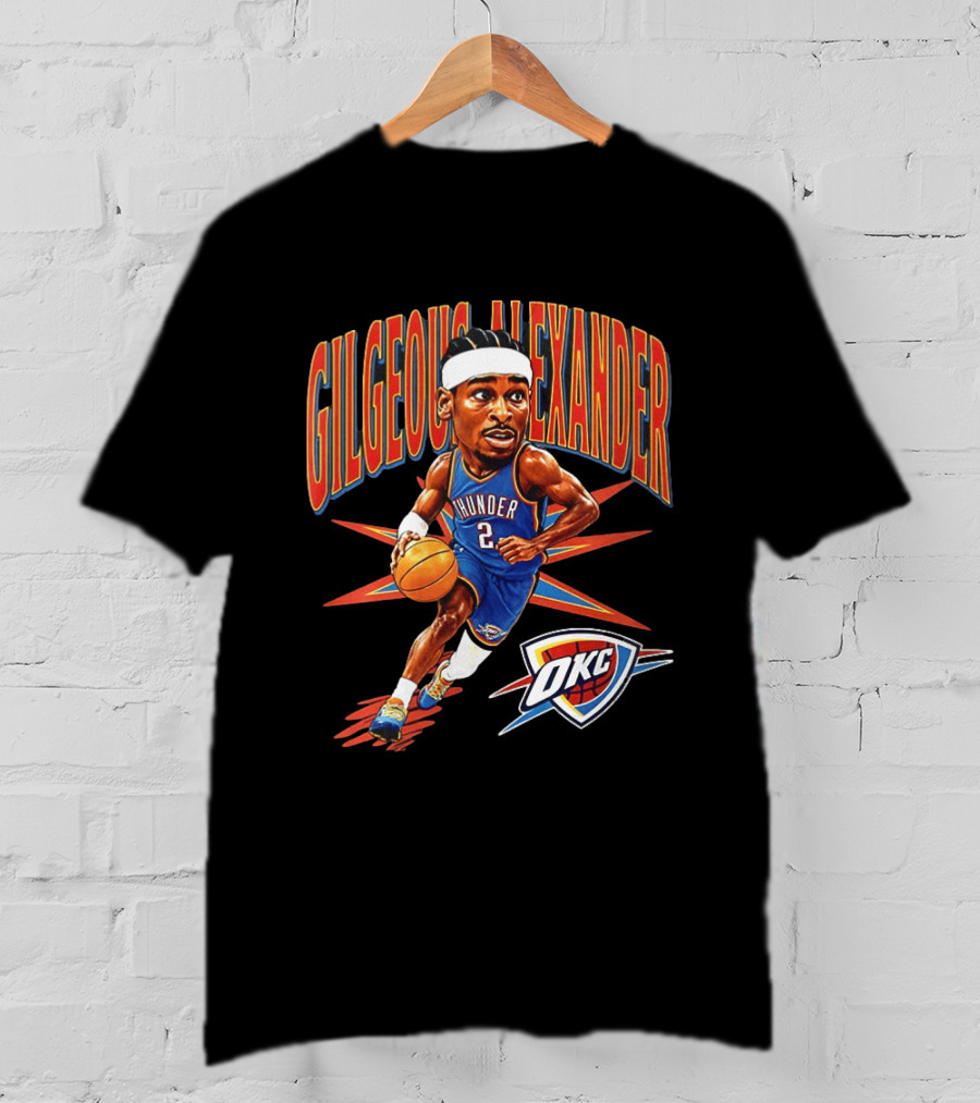 Shai Gilgeous Alexander OKC Thunder Cartoon 2026 Big Head Basketball T-Shirt