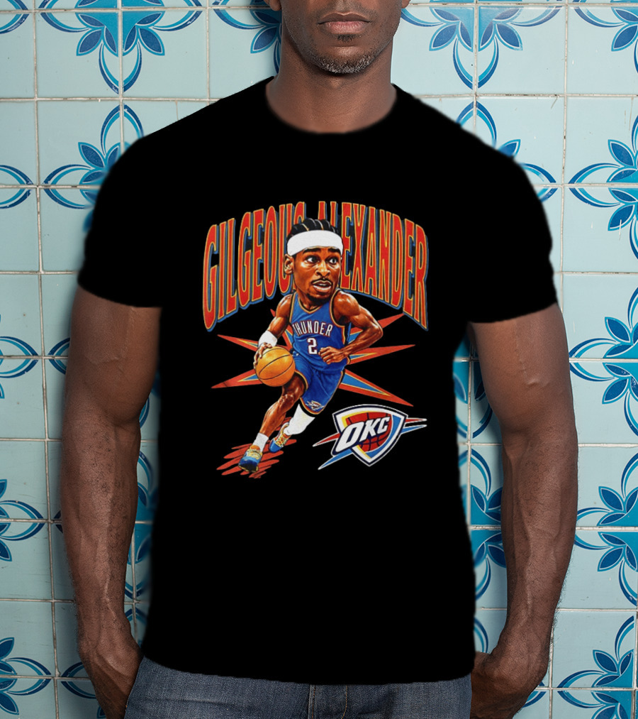 Shai Gilgeous Alexander OKC Thunder Cartoon 2026 Big Head Basketball T-Shirt
