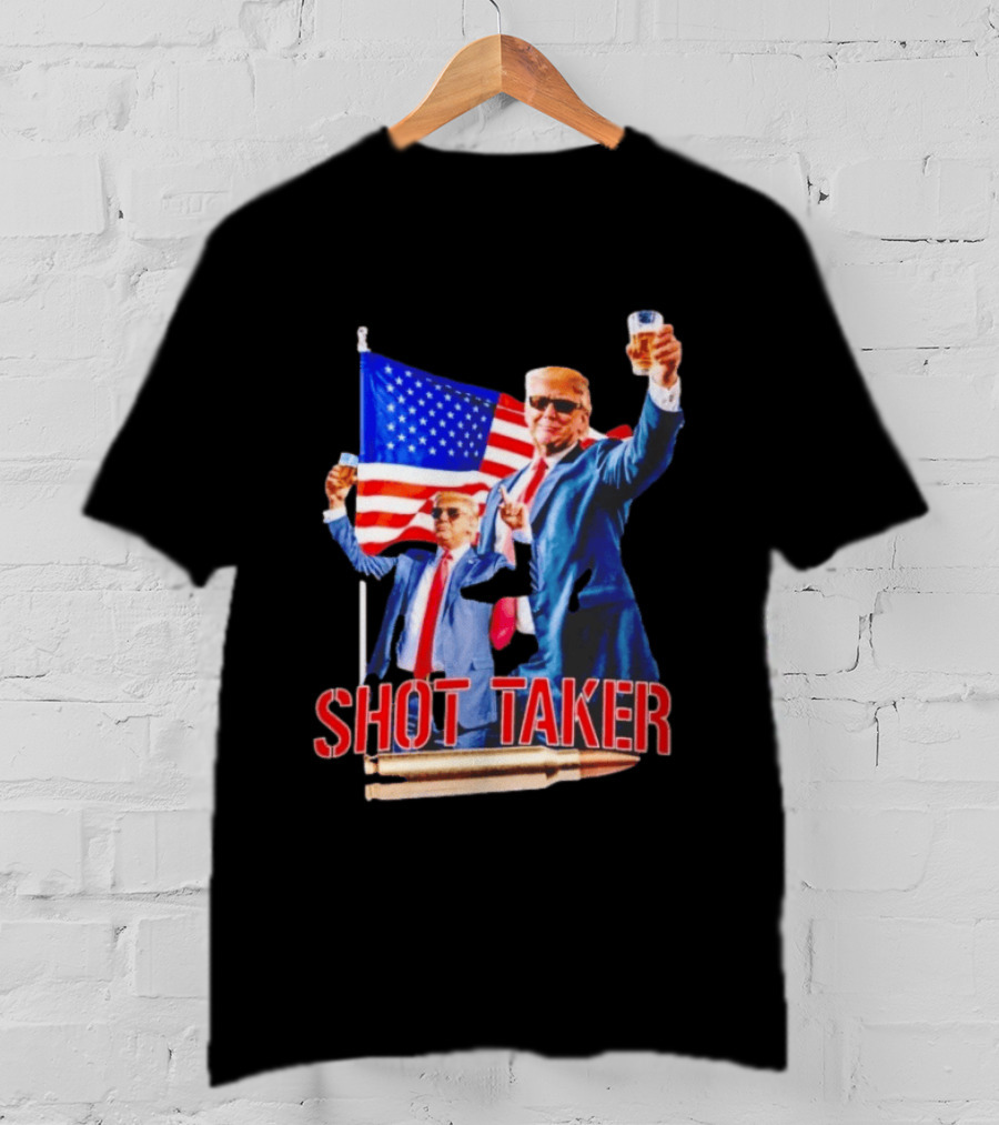 Shot Taker USA President American Flag Beer T-Shirt