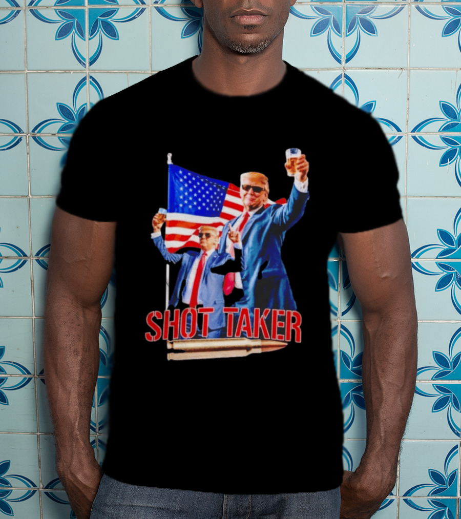 Shot Taker USA President American Flag Beer T-Shirt