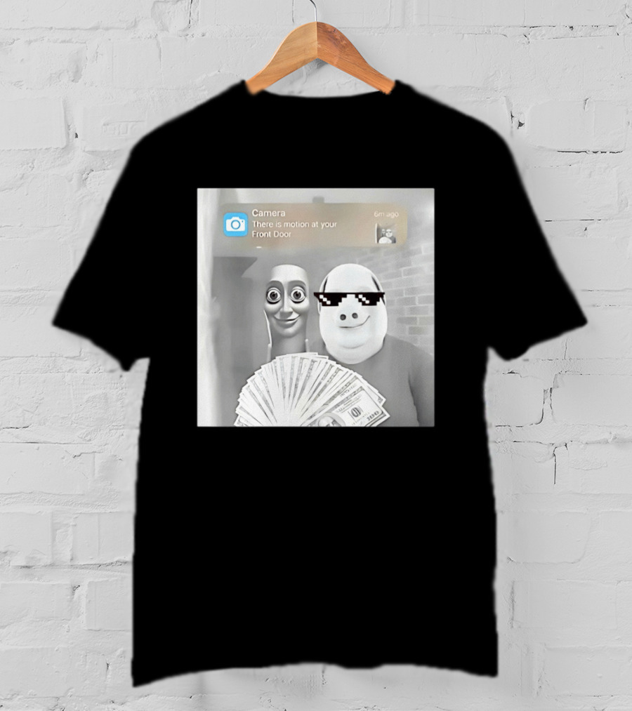 Tung Tung Sahur John Pork Meme With Motion Alert And Money Stack T-Shirt